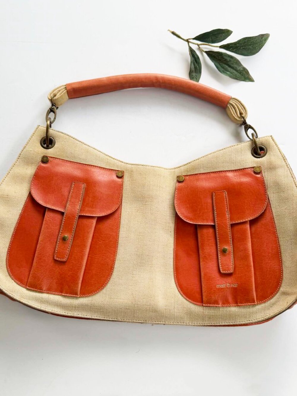 Matt & Nat Beige & Brown Large Vegan Leather Shoulder Bag
